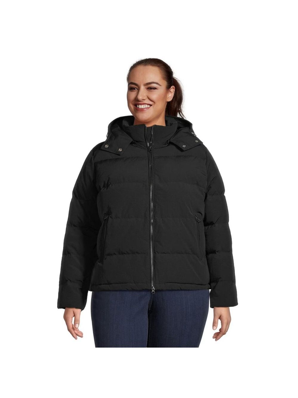 Hudson North Plus Removable-Hood Down Puffer Jacket in Black Size 2X